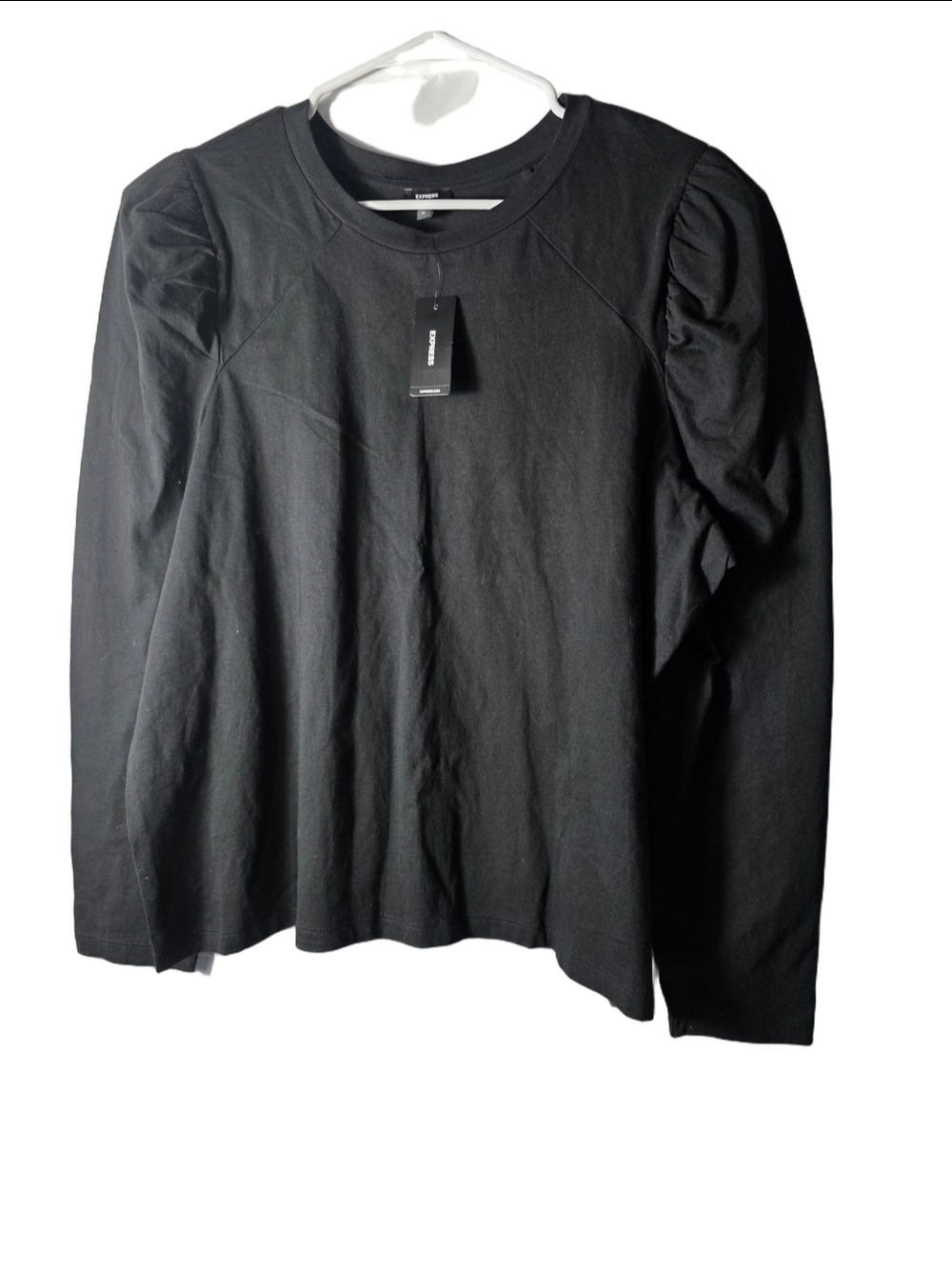 Express Black Long Sleeve Top with Puff Shoulders XL NEW Work Wear